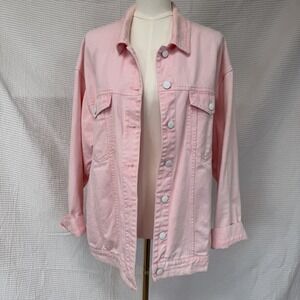 L*SPACE Woman Oversized Pink Faded Denim Jean Avery Jacket